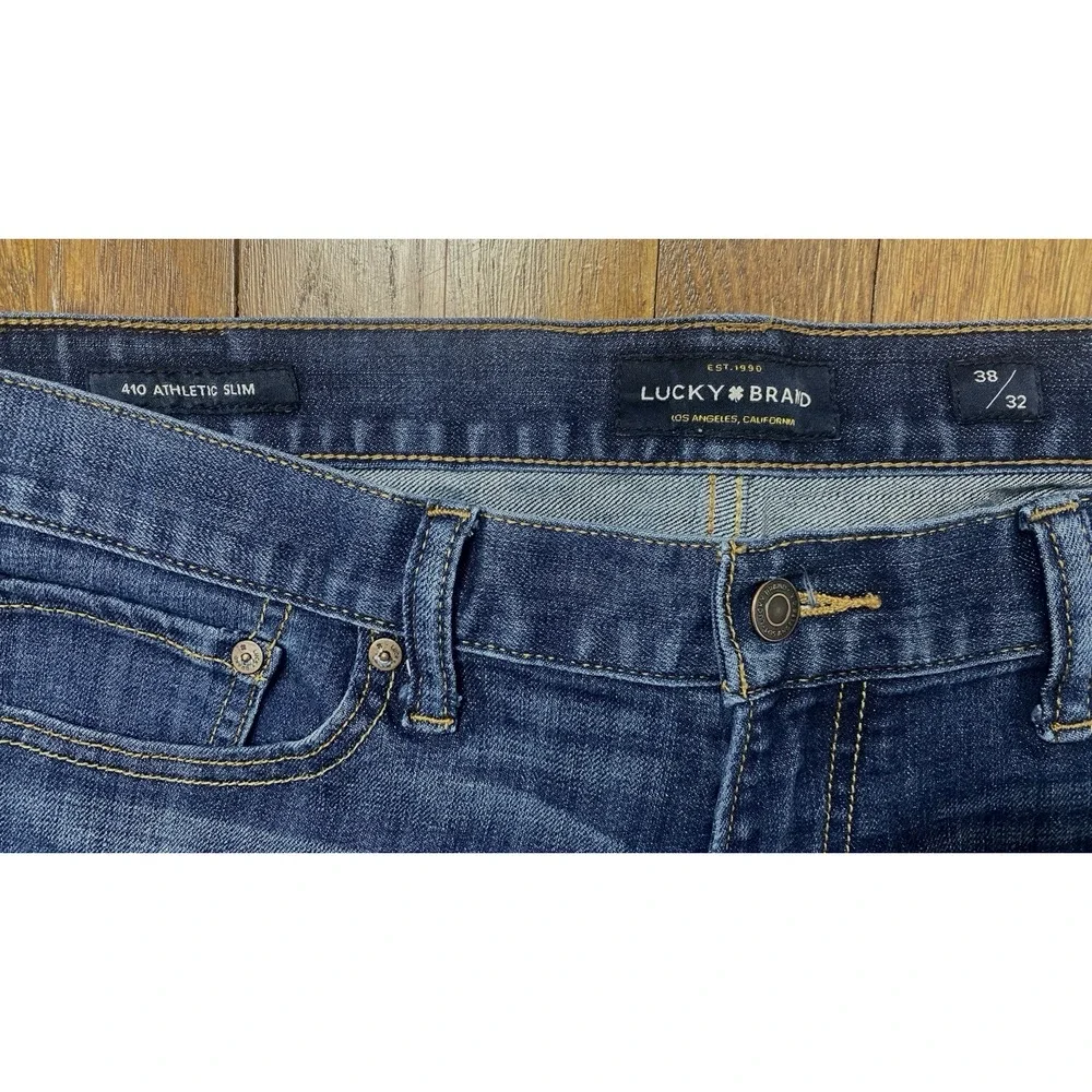 Lucky Brand Jeans Mens 38x31 Whiskered 410 Athletic Straight Leg Stretch Comfort